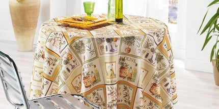 Nappe ronde patch olives 1m80 anti tache infroissable