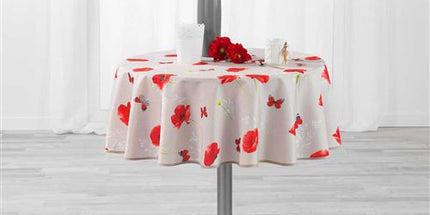Nappe ronde sweet poppy coquelicot anti tache sans repassage 1m80