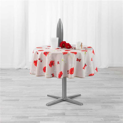 Nappe ronde sweet poppy coquelicot anti tache sans repassage 1m80