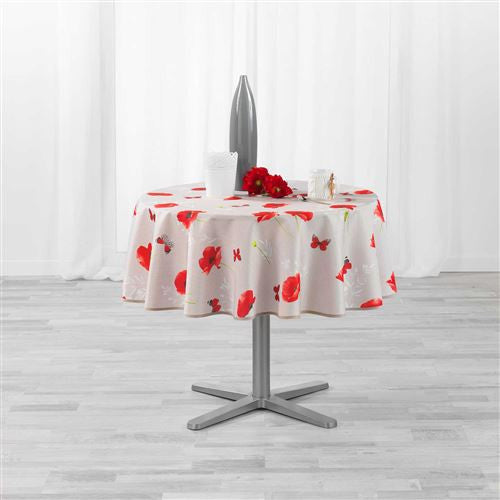 Nappe ronde sweet poppy coquelicot anti tache sans repassage 1m80