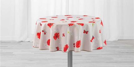 Nappe ronde sweet poppy coquelicot anti tache sans repassage 1m80