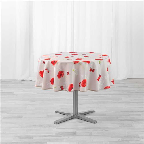 Nappe ronde sweet poppy coquelicot anti tache sans repassage 1m80