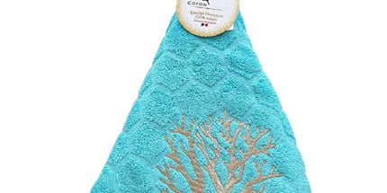 Essuie main rond en éponge Tissage Jacquard Corail turquoise Qualité Premium