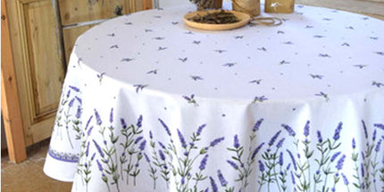 Nappe Ronde Coton Enduit Plastifiée Lavandines B 1m77