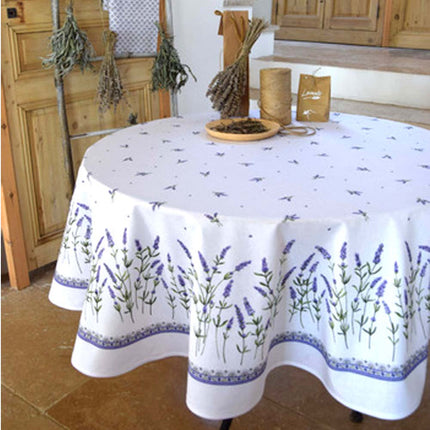 Nappe Ronde Coton Enduit Plastifiée Lavandines B 1m77