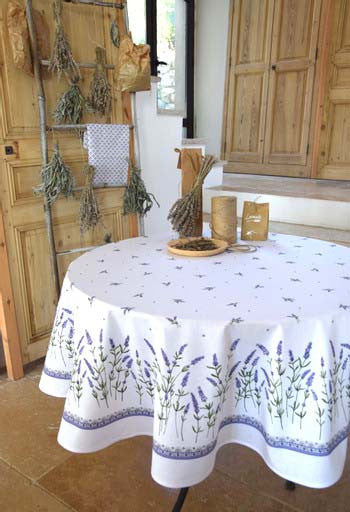 Nappe Ronde Coton Enduit Plastifiée Lavandines B 1m77