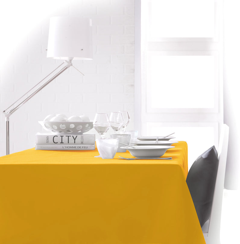 Nappe unie jaune curry 2m x 1m45 anti tache sans repassage