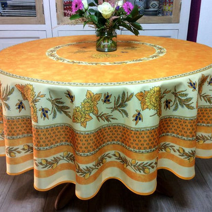 Nappe ronde 1m80 tournesol abeille jaune Anti tache et infroissable