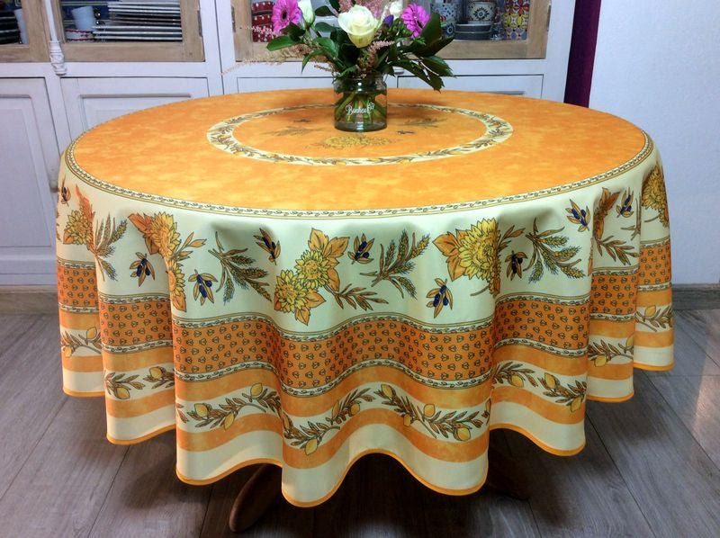 Nappe ronde 1m80 tournesol abeille jaune Anti tache et infroissable