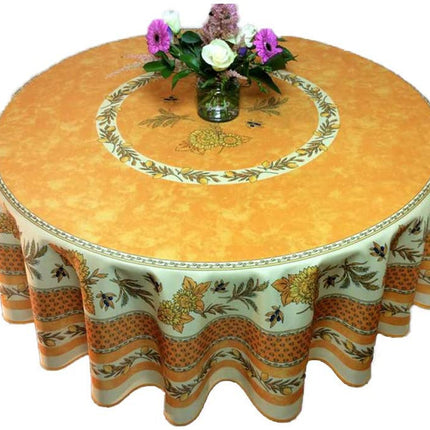 Nappe ronde 1m80 tournesol abeille jaune Anti tache et infroissable