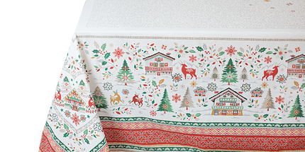 Nappe de Noël Cervin 3m x 1m50 coton enduit plastifié