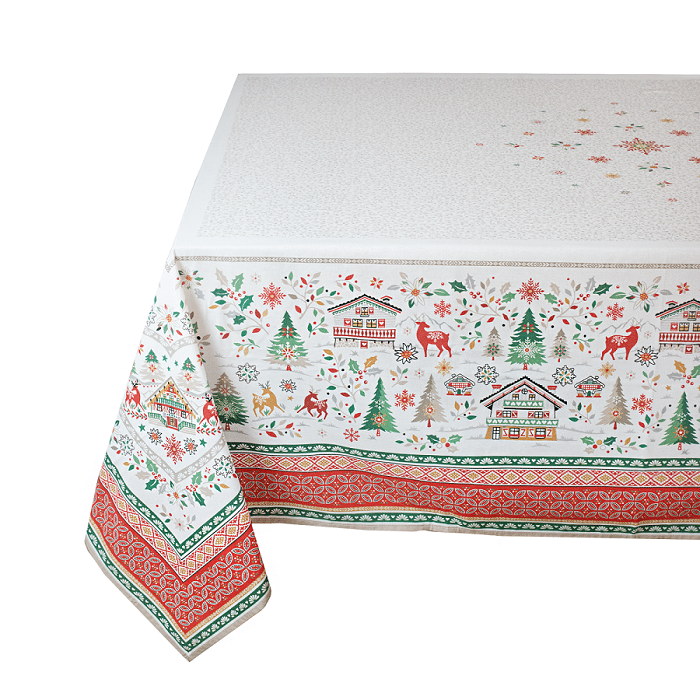 Nappe de Noël Cervin 3m x 1m50 coton enduit plastifié