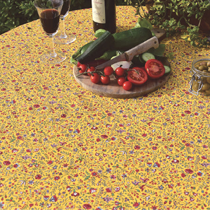 Nappe Beaucaire indienne jaune Enduit Plastifiée 1m55 x1m20