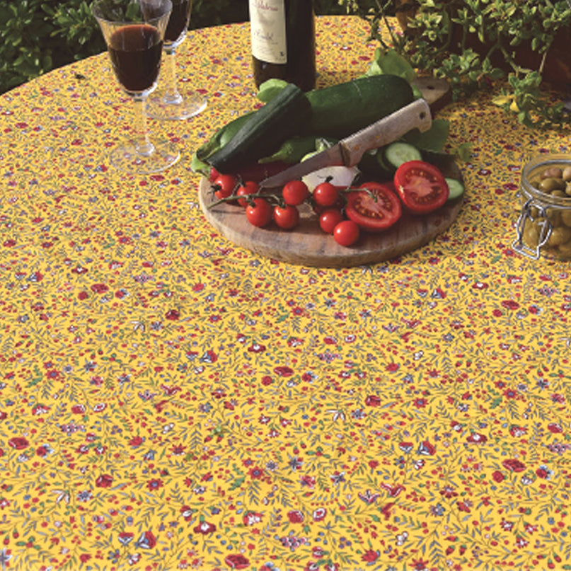 Nappe Beaucaire indienne jaune Enduit Plastifiée 1m55 x1m20