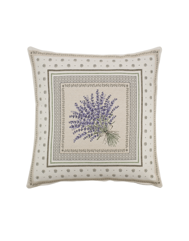 Housse de coussin tissée jacquard lavande castillon 45cm x 45cm
