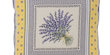 Housse de coussin tissée jacquard lavande jaune castillon 45cm x 45cm