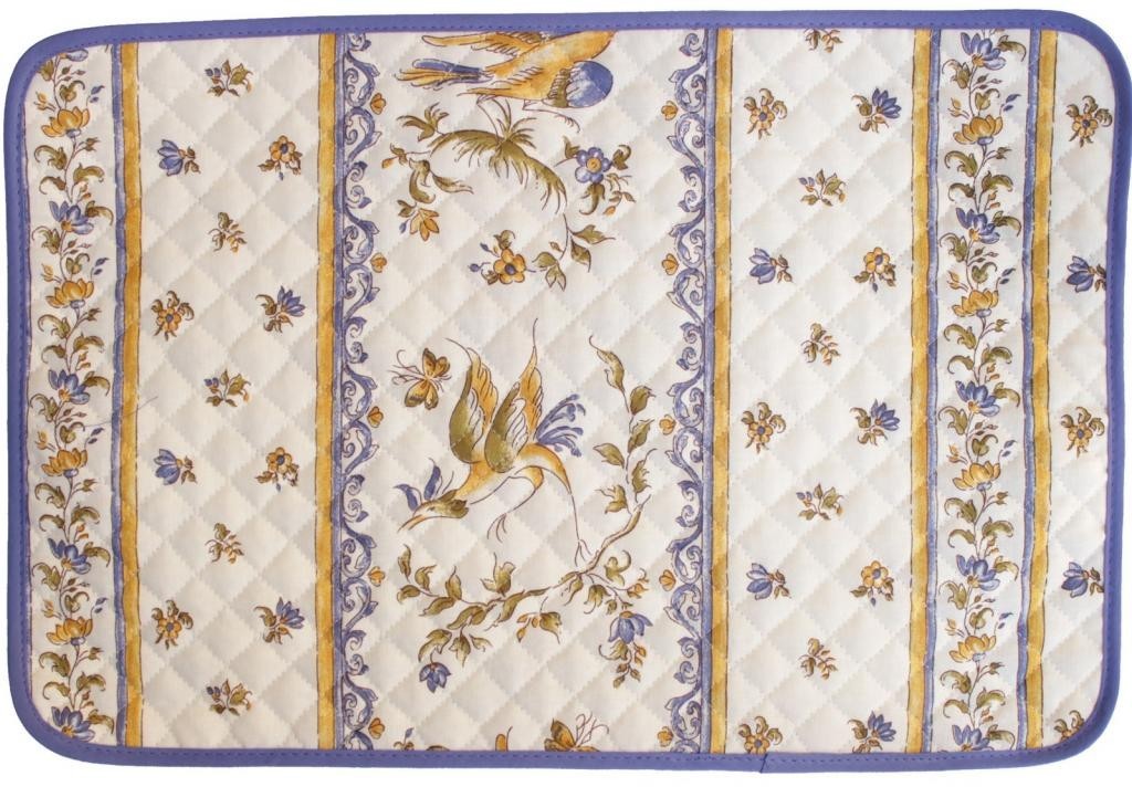 Set de table faïence de moustier bleu