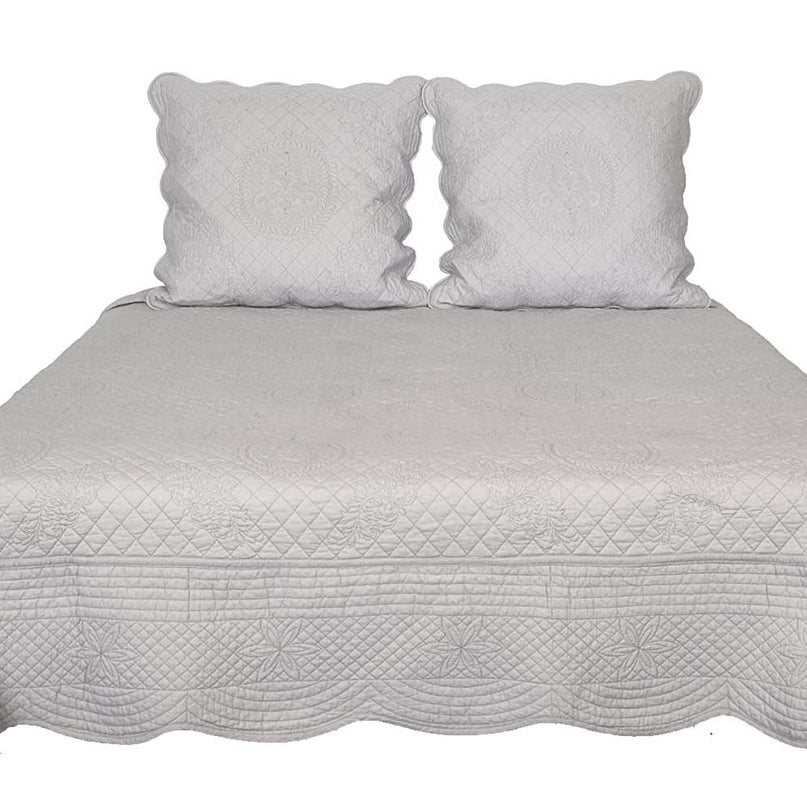 Couvre Lit boutis bastidon couleur lin clair 2m60 x 2m60 Coton