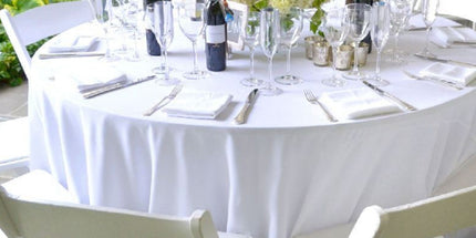 Nappe ronde unie blanche diamètre 2m80 Tissu anti tache infroissable