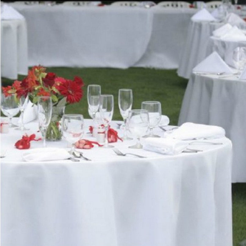 Nappe ronde unie blanche diamètre 2m80 Tissu anti tache infroissable
