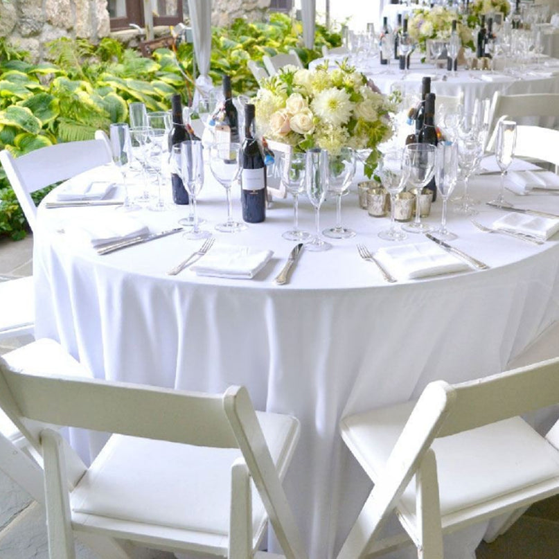 Nappe ronde unie blanche diamètre 2m40 Tissu anti tache infroissable