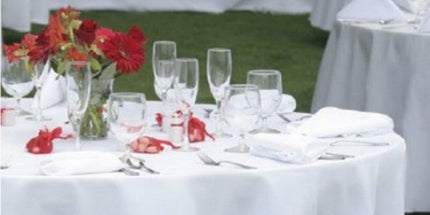 Nappe ronde unie blanche diamètre 2m40 Tissu anti tache infroissable