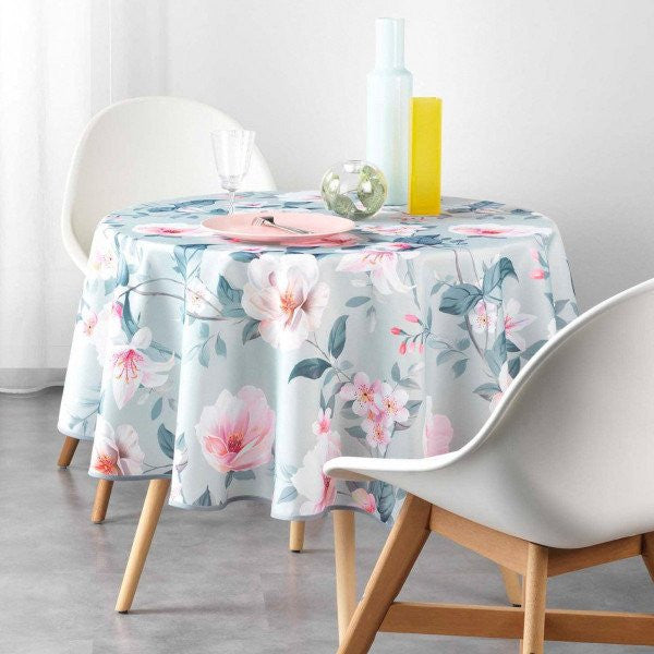 Nappe ronde Alissia menthe anti tache sans repassage 1m80