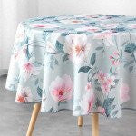 Nappe ronde Alissia menthe anti tache sans repassage 1m80