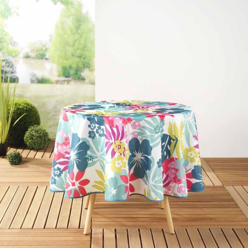 Nappe ronde 1m80 Hawai blanc anti tache et infroissable
