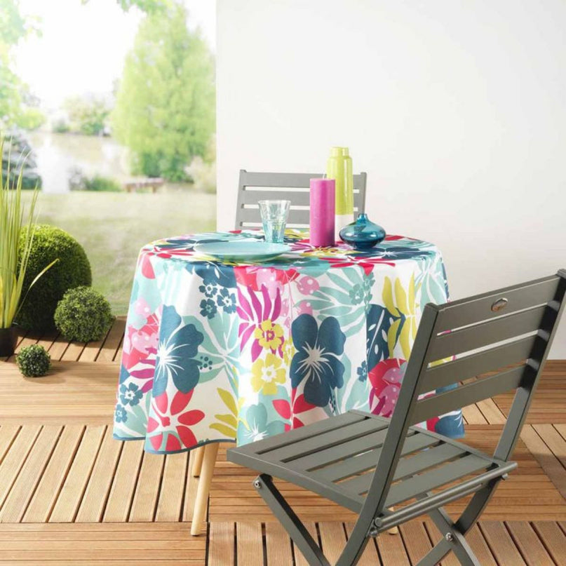 Nappe ronde 1m80 Hawai blanc anti tache et infroissable