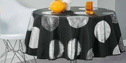 Nappe ronde 1m60 Noire Argentée Réf 105510 Antitache infroissable