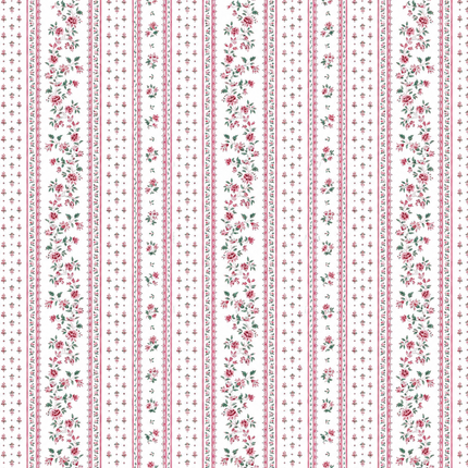 Tissu Coton Figuerolles Rayure Rose Largeur 160 cm Vendu au mètre