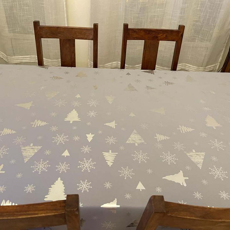 Nappe de NOEL P54 GRIS ARGENT Anti tache Infroissable 2m40 x 1m50
