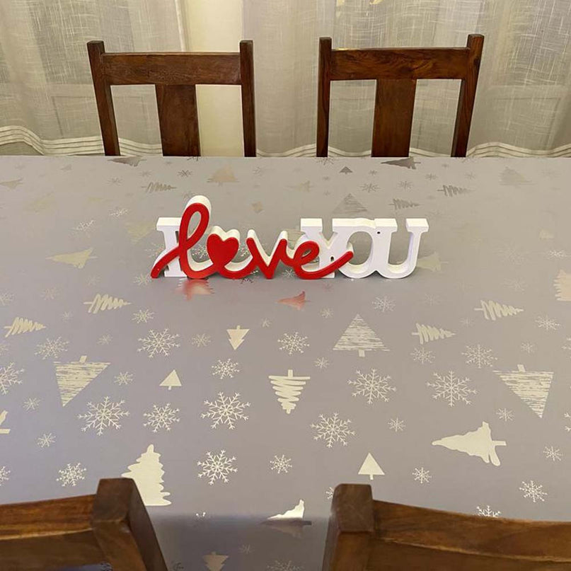 Nappe de NOEL P54 GRIS ARGENT Anti tache Infroissable 3m x 1m50