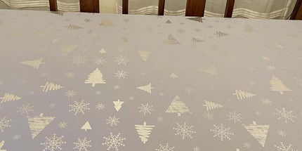 Nappe de NOEL P54 GRIS ARGENT Anti tache Infroissable 3m x 1m50