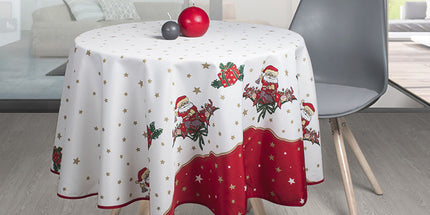 Nappe ronde père noël Nicolas  anti tache 1m60