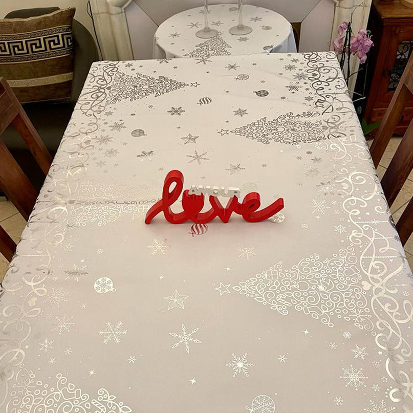 Nappe de NOEL Blanche Référence 2012 Anti tache Infroissable 3m x 1m50