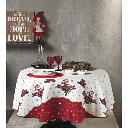 Nappe ronde père noël Nicolas  anti tache 1m60