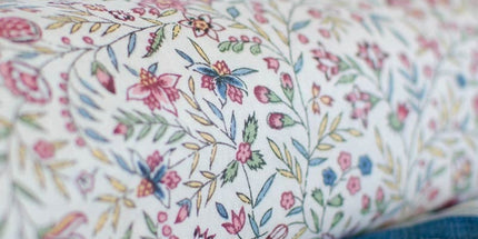 Tissu au mètre coton Beaucaire indienne écru rose largeur 1m60