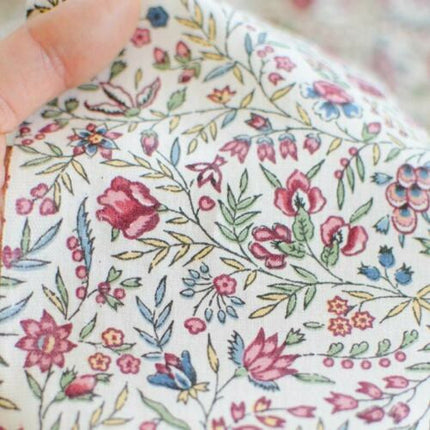 Tissu au mètre coton Beaucaire indienne écru rose largeur 1m60