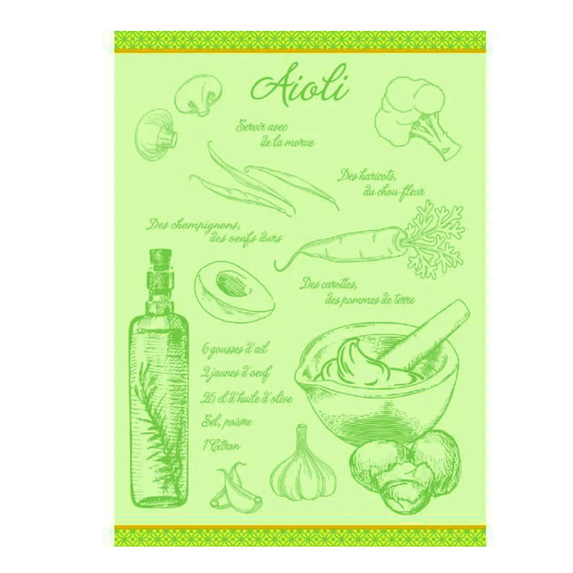 Torchon jacquard Aïoli vert 50 cm X 70 cm Coton
