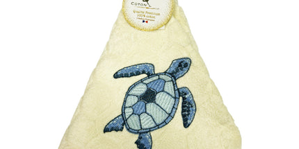 Essuie main rond en éponge Tissage Jacquard Tortue écru B Qualité Premium