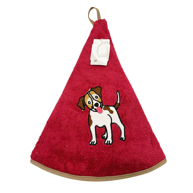 Essuie main rond en éponge Chien couleur bordeau