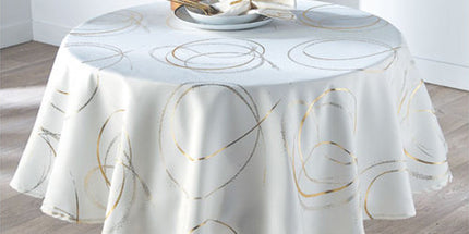 Nappe ronde 1m80 Bully blanc or Anti tache et infroissable