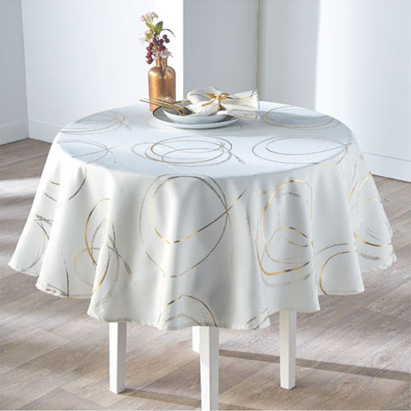 Nappe ronde 1m80 Bully blanc or Anti tache et infroissable