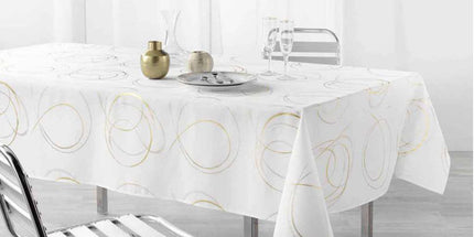 Nappe Bully Blanc Or 2m40 x 1m50 anti tache et infroissable