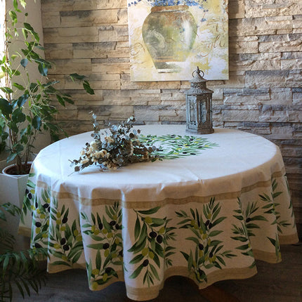 Nappe Ronde 1m80 Coton Maussane Ecru