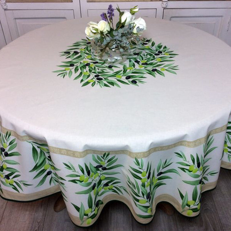 Nappe Ronde 1m80 Coton Maussane Ecru