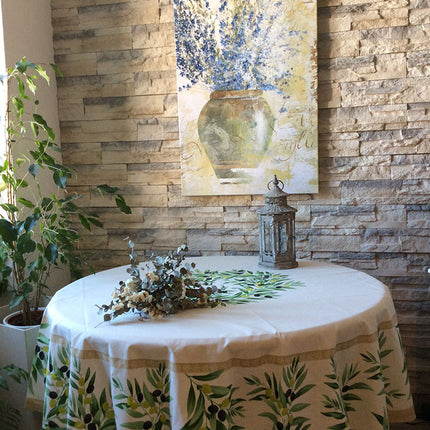 Nappe Ronde 1m80 Coton Maussane Ecru