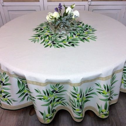 Nappe Ronde 1m80 Coton Maussane Ecru